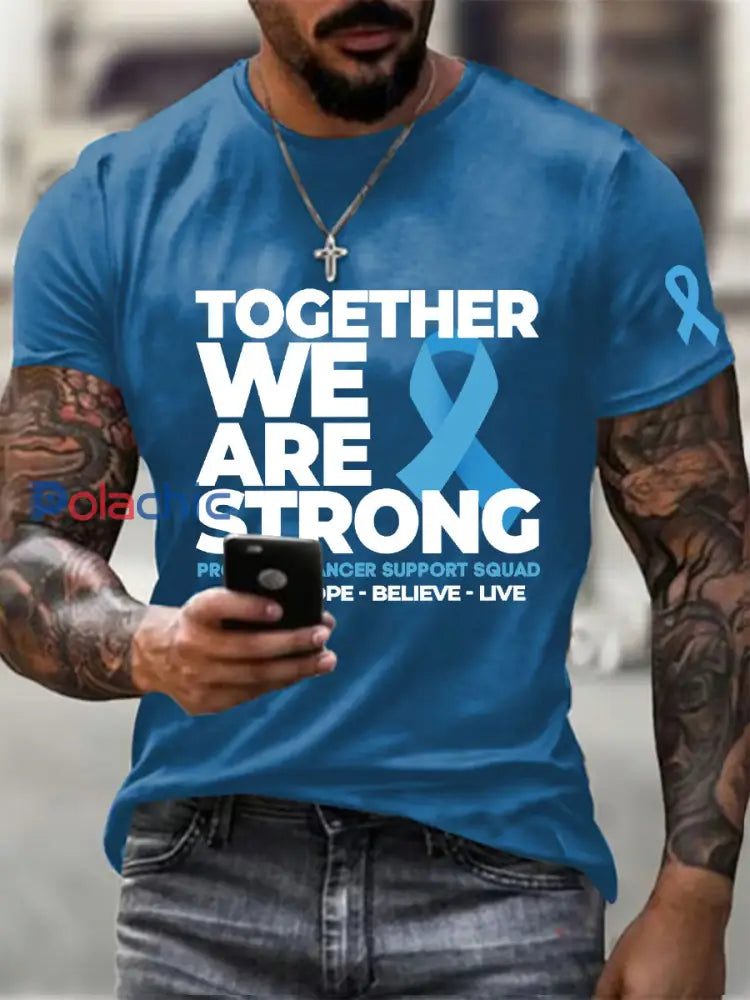 T shirt décontracté imprimé sensibilisation au cancer de la prostate pour hommes Bleu / S