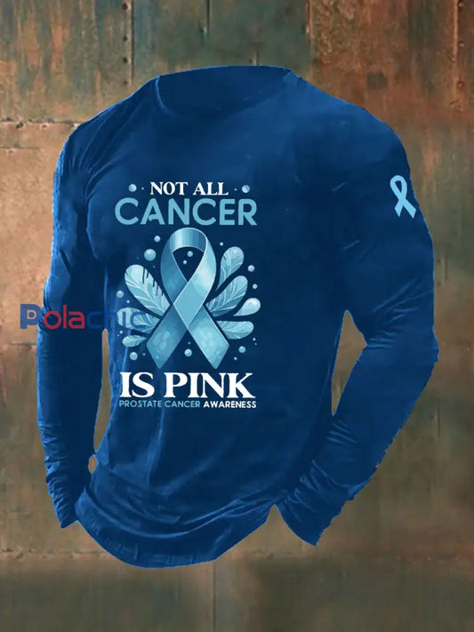 T shirt décontracté imprimé sensibilisation au cancer de la prostate pour hommes bleu / S