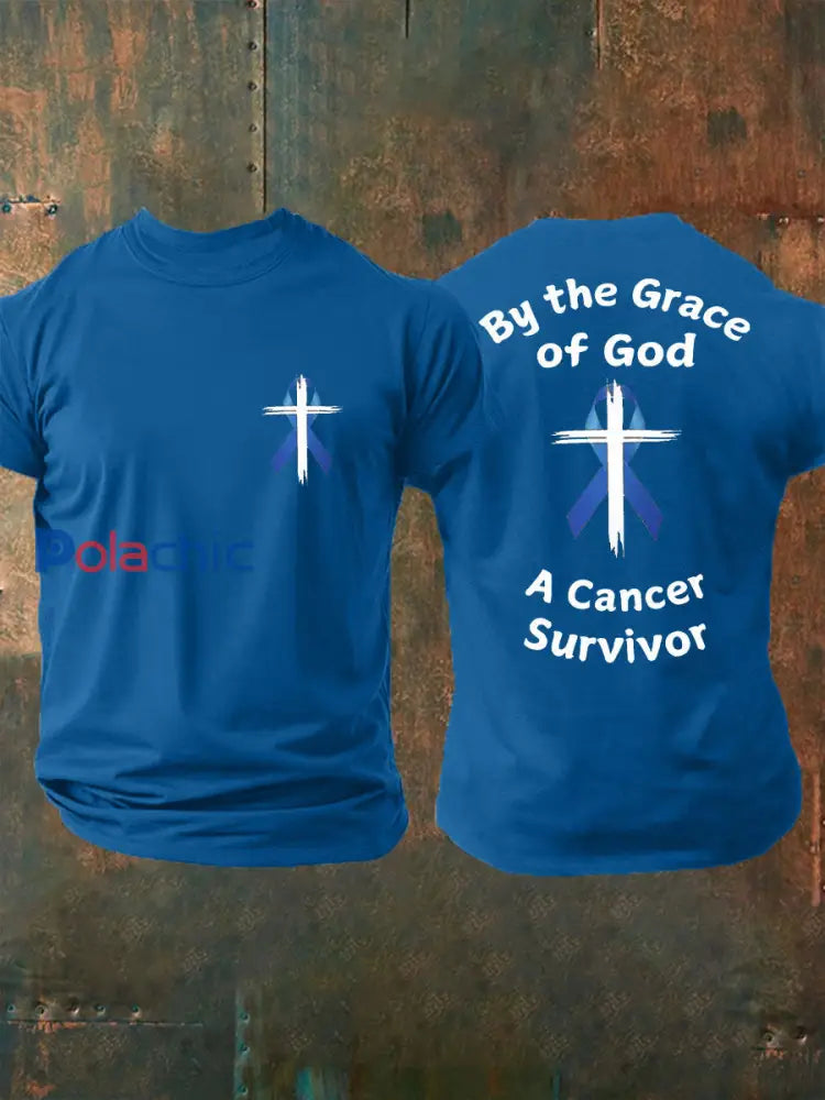 T shirt décontracté imprimé sensibilisation au cancer de la prostate pour hommes Bleu / S