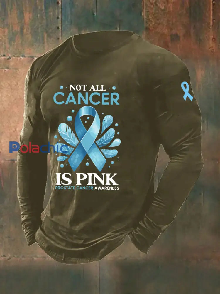 T shirt décontracté imprimé sensibilisation au cancer de la prostate pour hommes vert d’armée / S