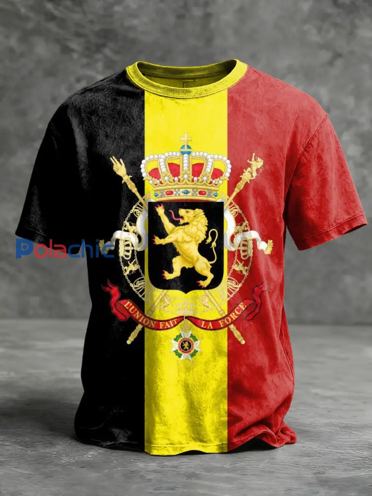 T-Shirt Décontracté Rétro Drapeau Belge Multicolore / S