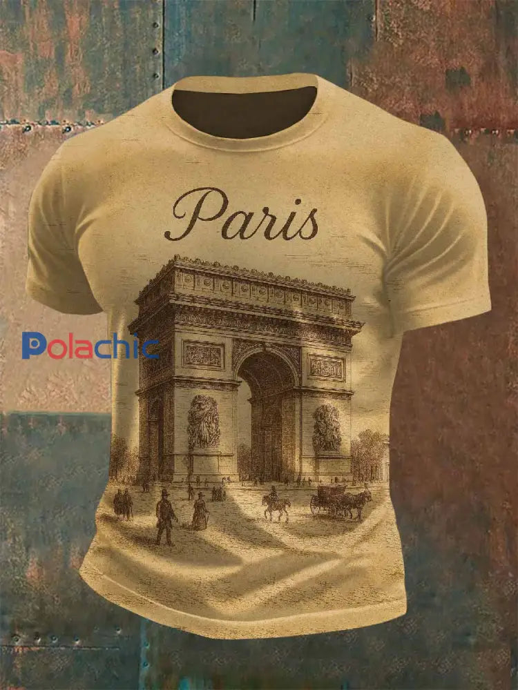 T-Shirt Décontracté Vintage À Motifs Parisiens Français comme image / S