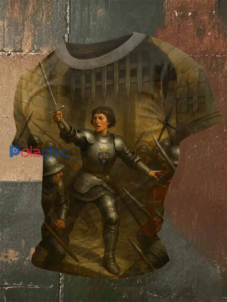 T Shirt Décontracté Vintage Français Jeanne D’arc comme image / S