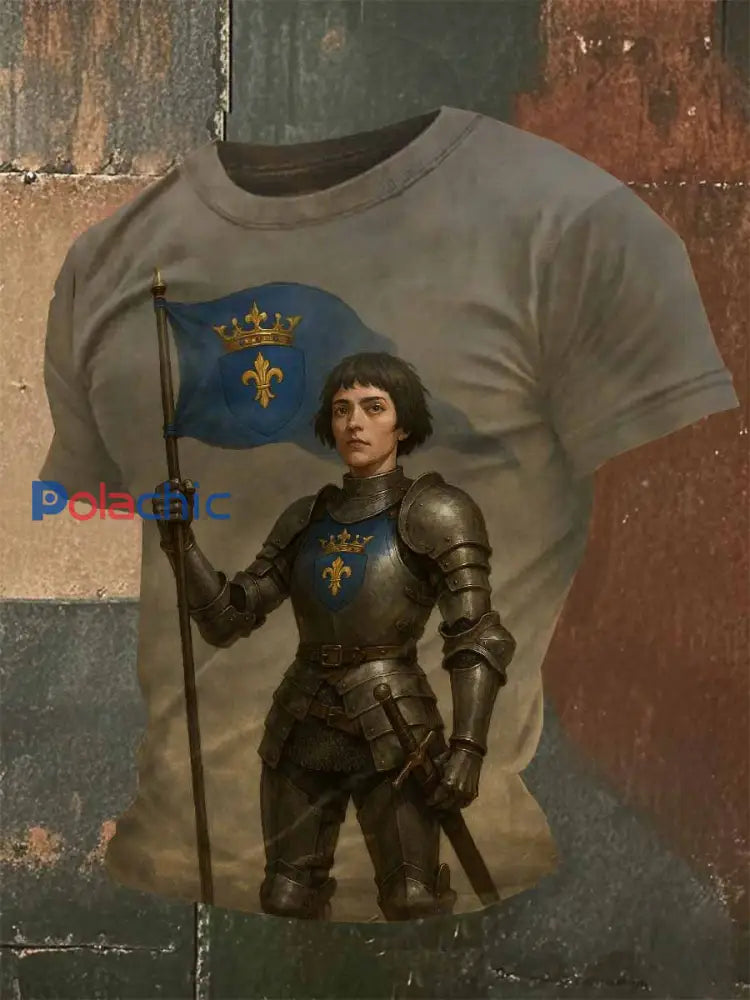 T Shirt Décontracté Vintage Français Jeanne D’arc comme image / S
