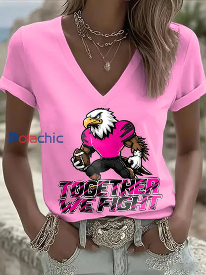 T shirt des fans de football du mois de la sensibilisation au cancer du sein pour femmes Rose / S