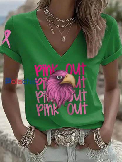 T shirt des fans de football du mois de la sensibilisation au cancer du sein pour femmes vert / S