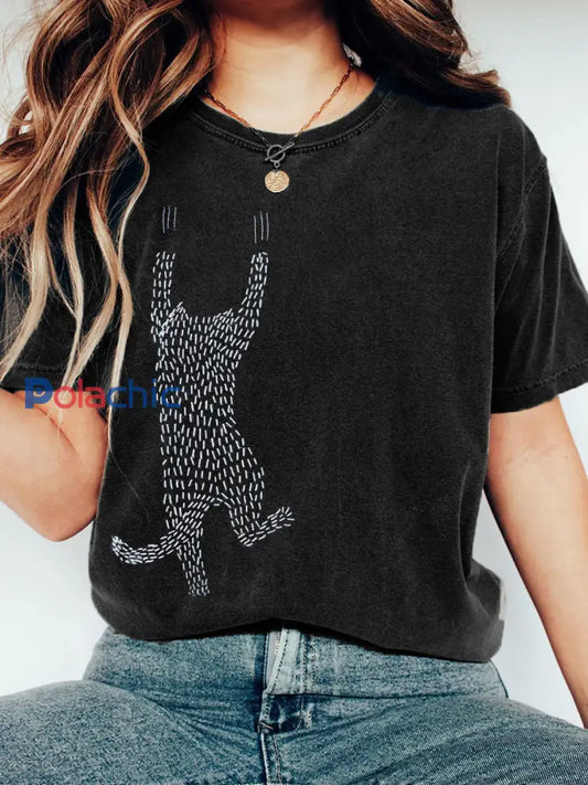T-shirt drôle de modèle de chat Vintage des femmes comme image / S