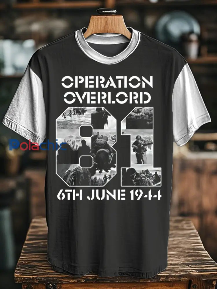 T-shirt du Jour J 1944 Normandie Military History pour homme Noir / S