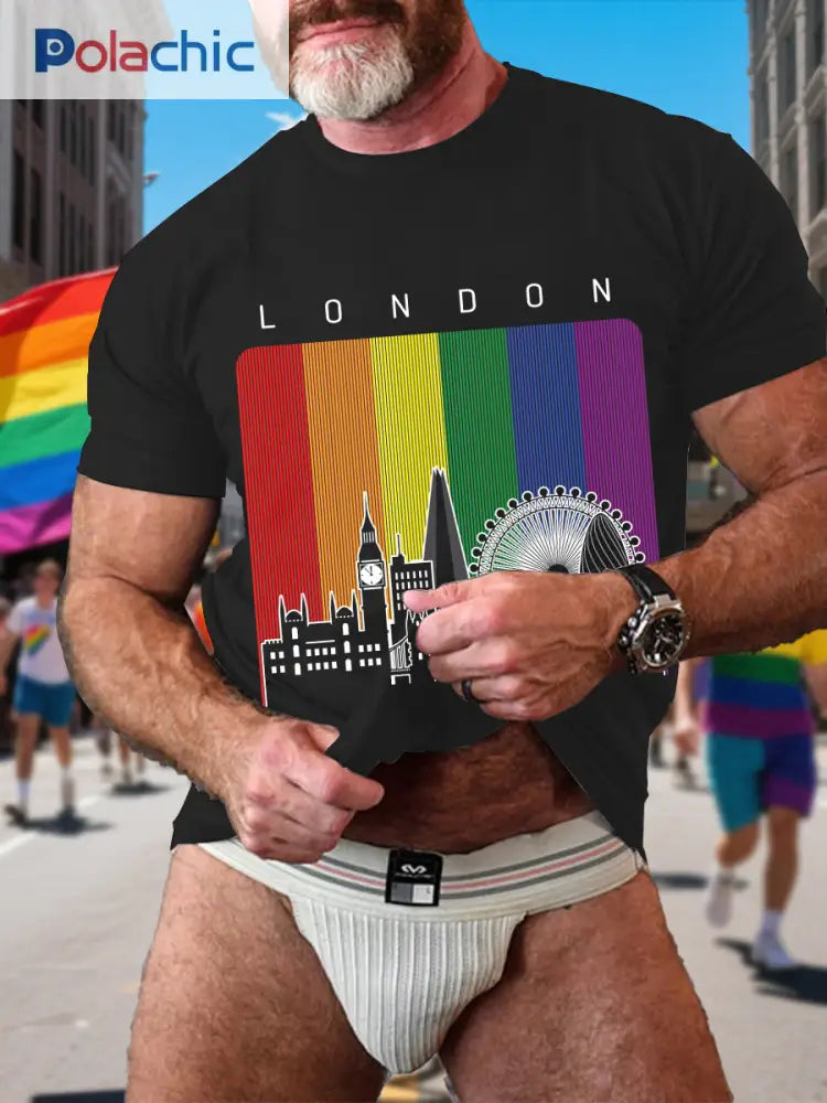 T-shirt du mois de la fierté de Londres pour homme Noir / S