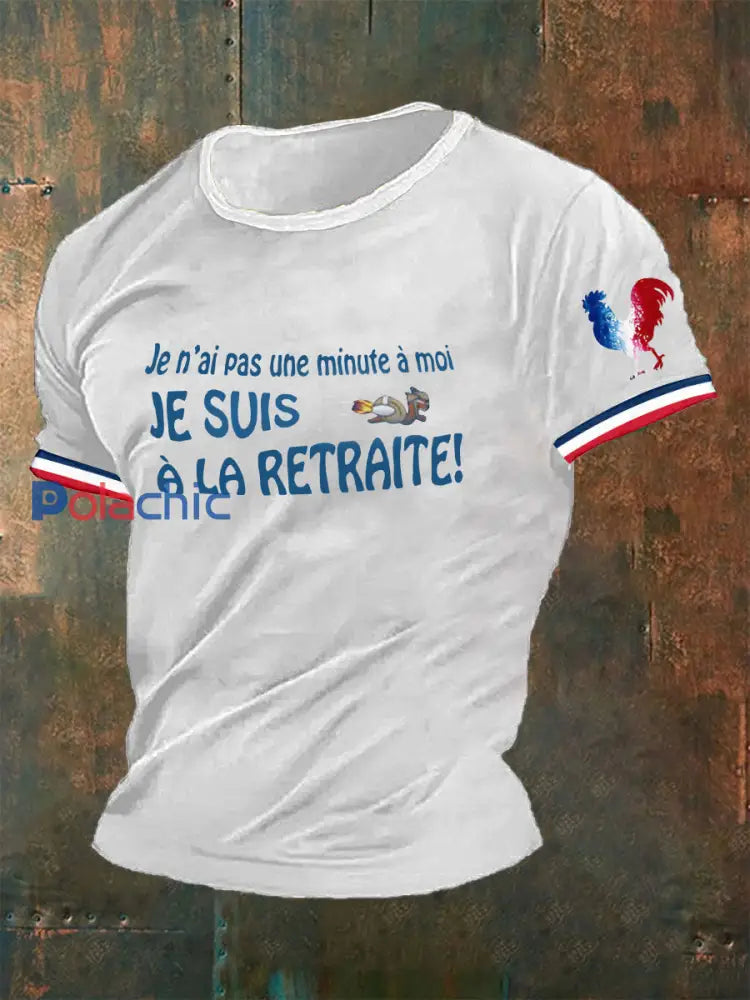 T-shirt e nai pas une minute à moi je suis à la retraite pour homme Blanc / S