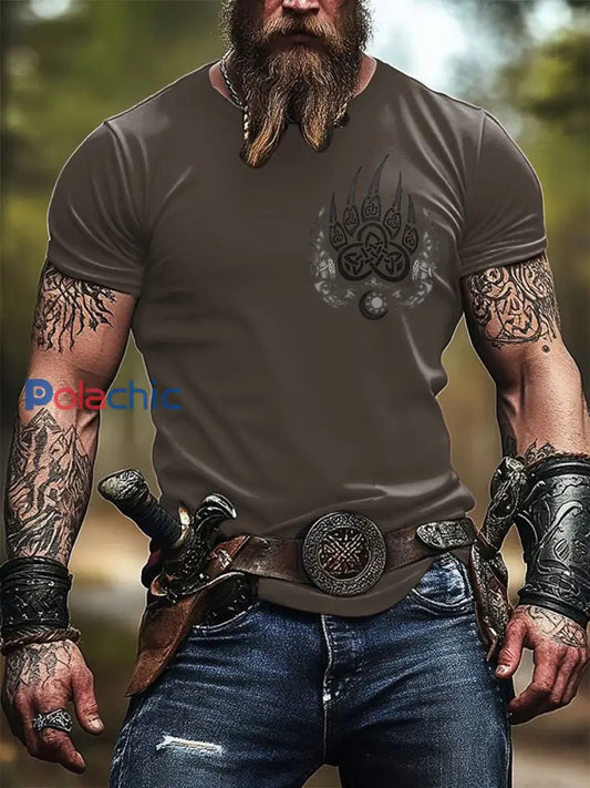 T-shirt élégant Viking Paw Print pour homme Multicolore / S