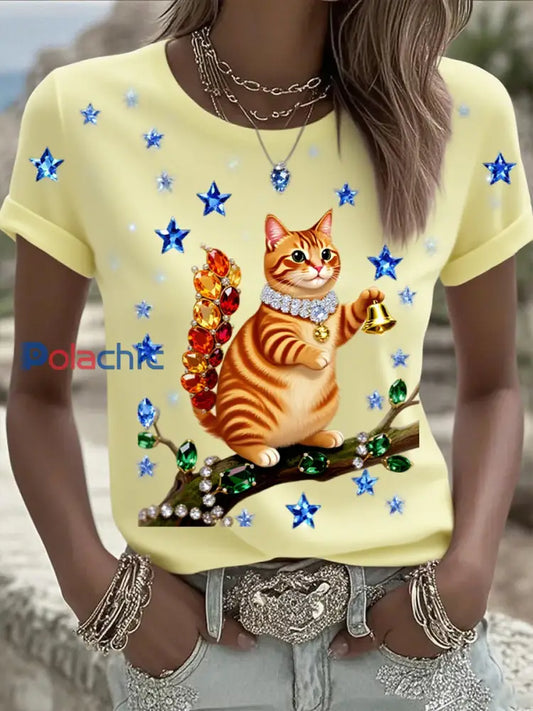 T-shirt en coton imprimé animal avec ruban de cancer du sein pour femmes A / S