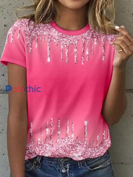 T-shirt Femme Rose Brillant Inspiré Imprimé Rose / S