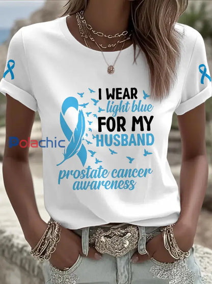 T shirt femme sensibilisation au cancer de la prostate Blanc / S
