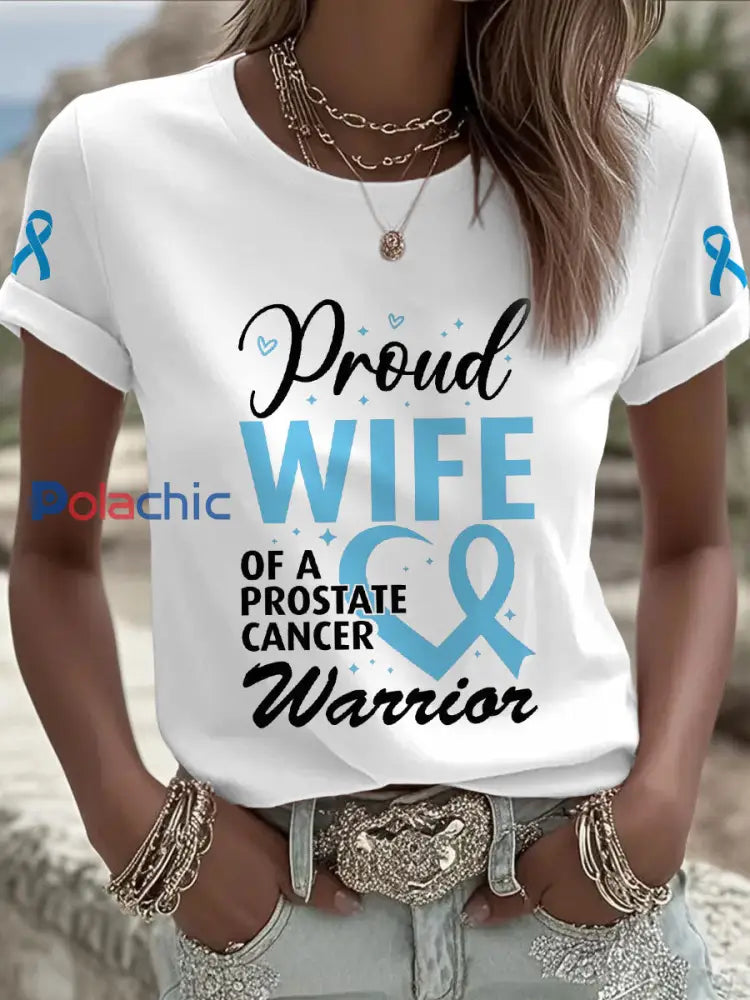 T shirt femme sensibilisation au cancer de la prostate Blanc / S