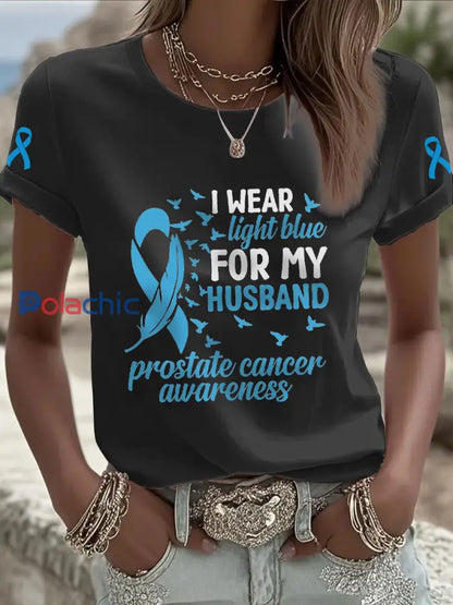 T shirt femme sensibilisation au cancer de la prostate Noir / S