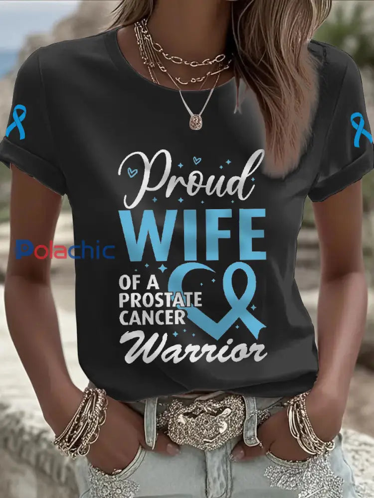 T shirt femme sensibilisation au cancer de la prostate Noir / S