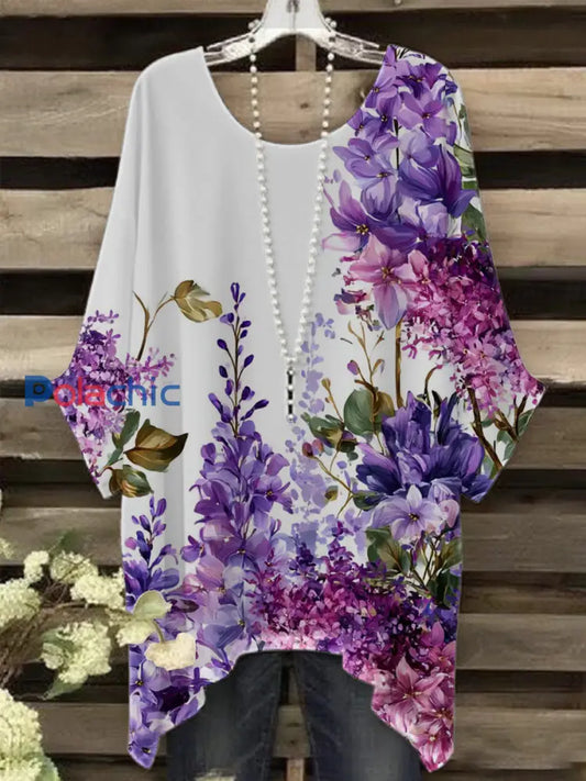 T shirt Femme Violet Flora Art Print comme image / S