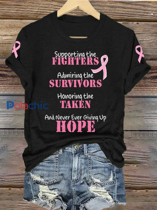 T-shirt Fighter Survivor Taken Hope Brest Cancer pour femme Noir / S