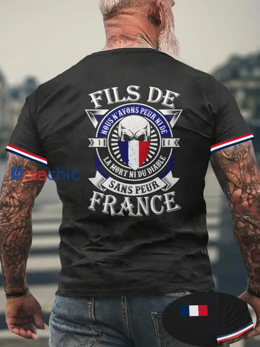 T-shirt Fils de France pour homme Noir / S