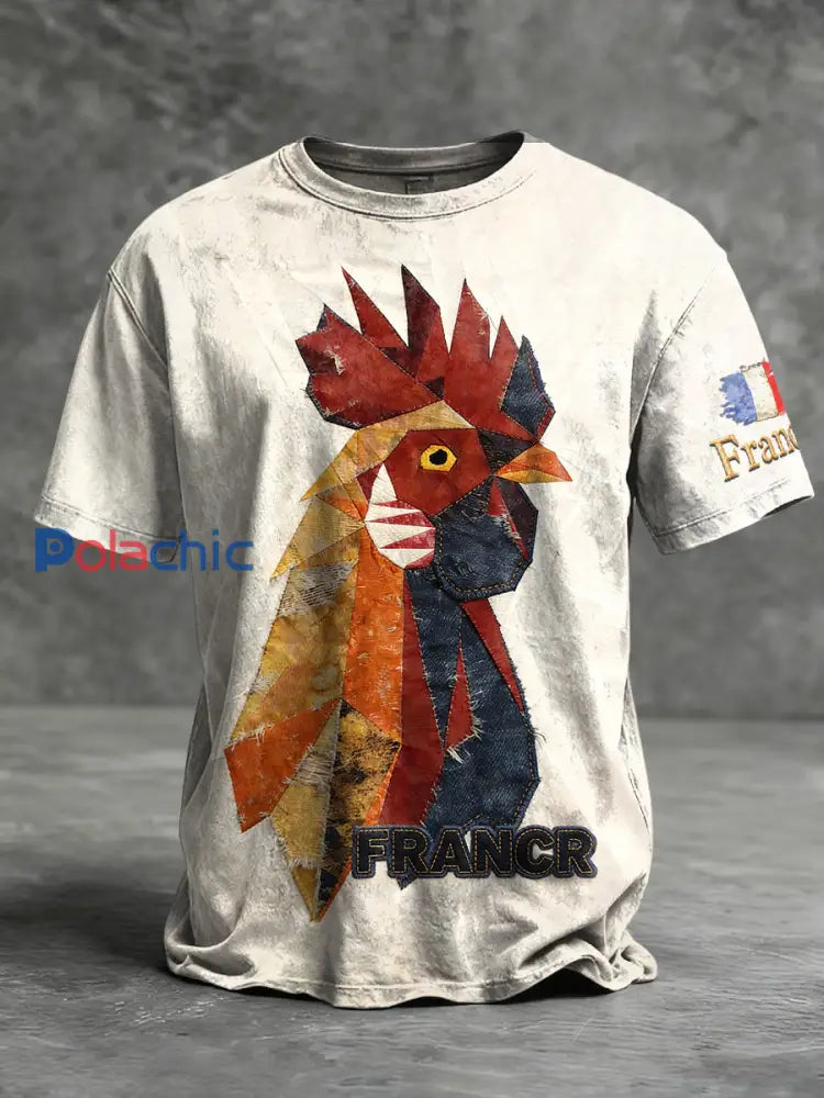 T-shirt French Coq Patchwork pour homme Abricot / S