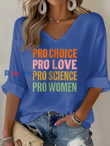 T shirt gaufré imprimé Pro Choice Femme Bleu / S
