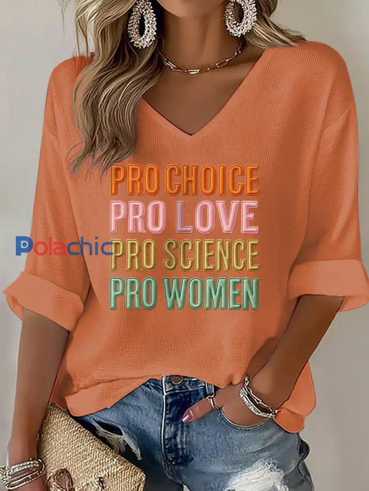 T shirt gaufré imprimé Pro Choice Femme Orange / S