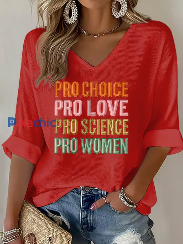 T shirt gaufré imprimé Pro Choice Femme Rouge / S
