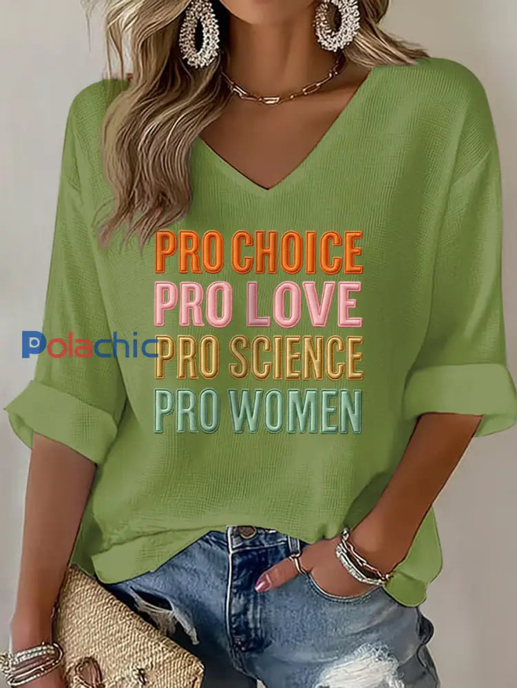 T shirt gaufré imprimé Pro Choice Femme Vert / S
