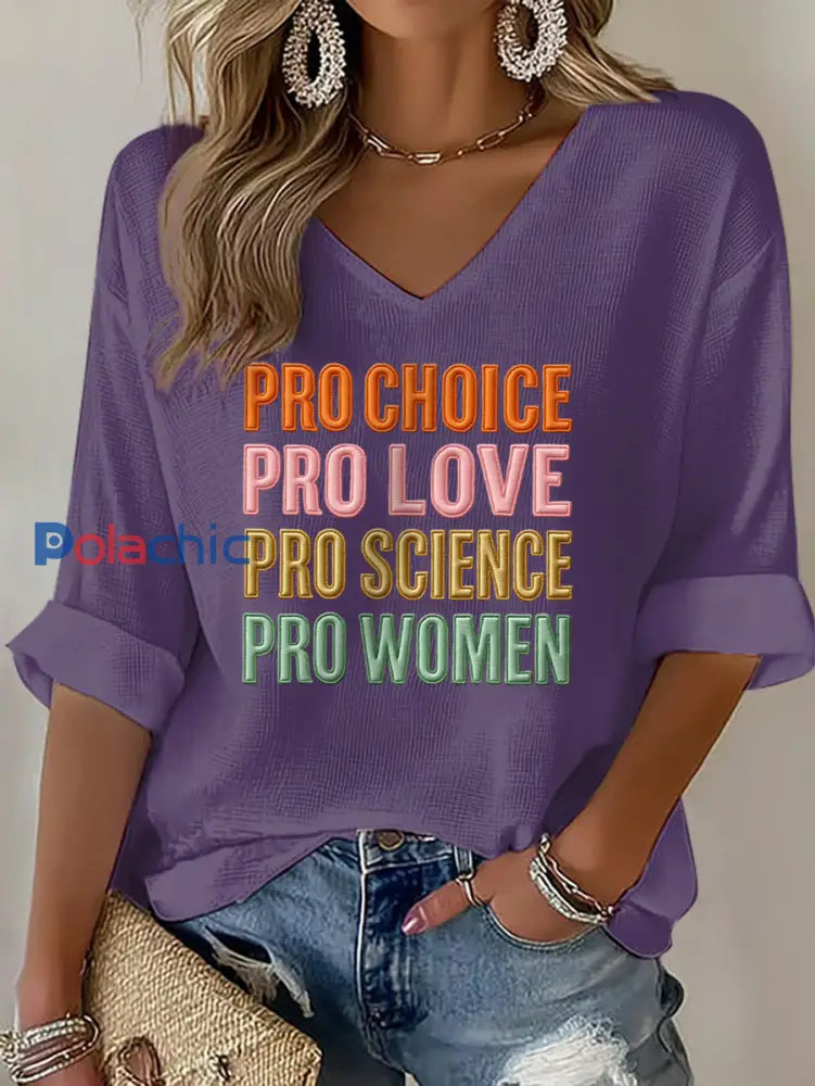 T shirt gaufré imprimé Pro Choice Femme Violet / S