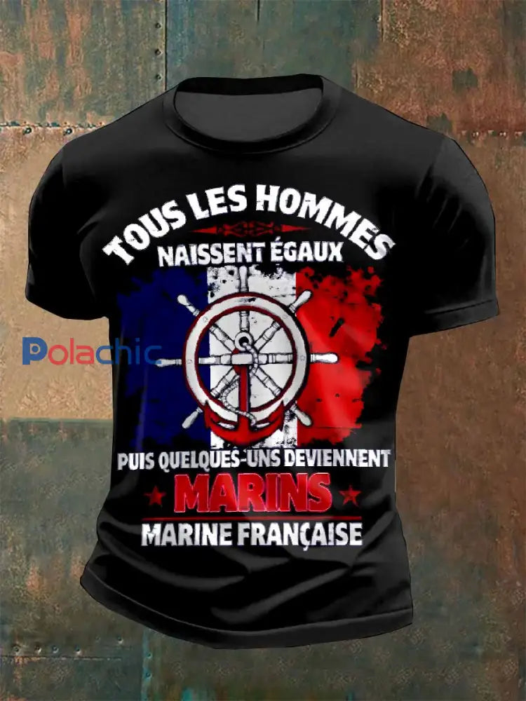 T Shirt Homme Vintage Imprimé Français comme image / S