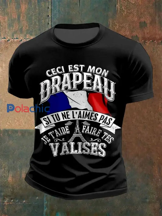 T Shirt Homme Vintage Imprimé Français comme image / S
