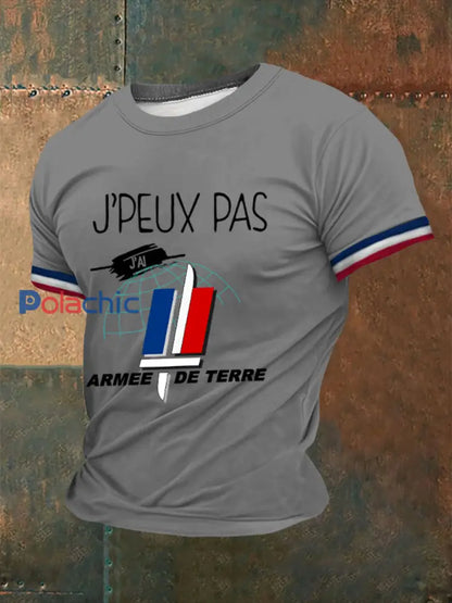 T-shirt imprimé à manches courtes Armée de terre française Homme Gris clair / S