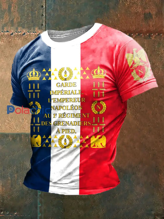 T-shirt imprimé à manches courtes Drapeau de la Garde Impériale Homme comme image / S
