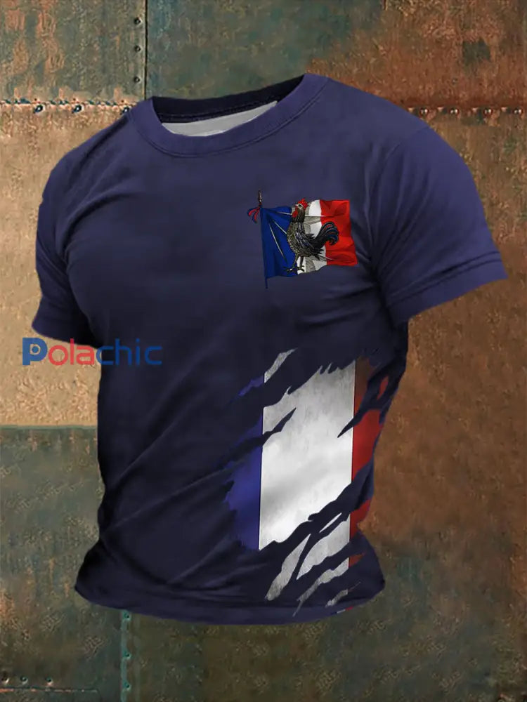 T-shirt imprimé à manches courtes Le Coq gaulois Homme Bleu Marine / S