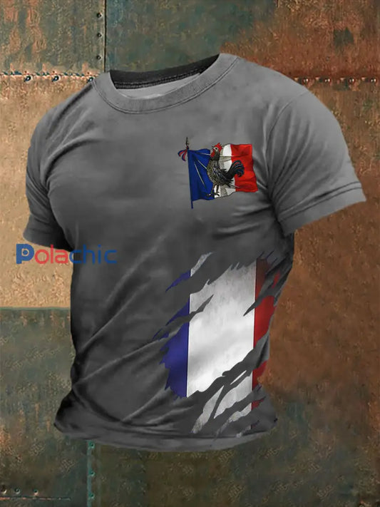 T-shirt imprimé à manches courtes Le Coq gaulois Homme Gris / S