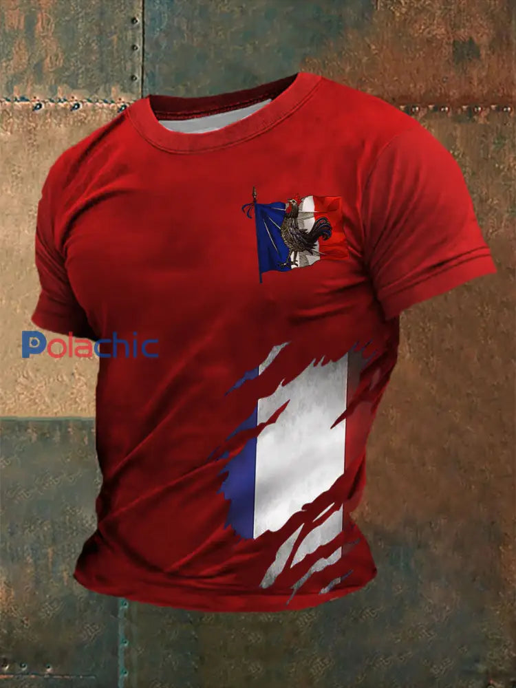 T-shirt imprimé à manches courtes Le Coq gaulois Homme Rouge / S