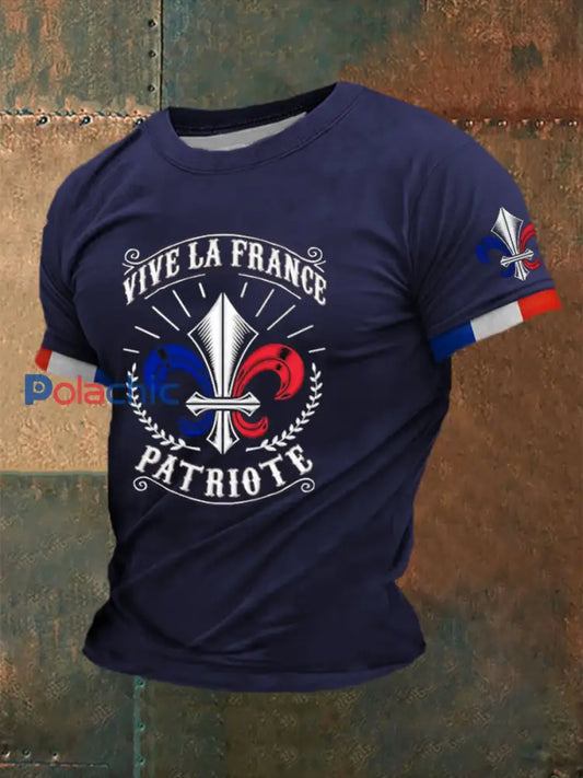 T-shirt imprimé à manches courtes Si Ce Drapeau Te Dérange Homme Bleu Marine / S
