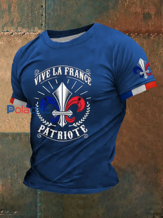 T-shirt imprimé à manches courtes Si Ce Drapeau Te Dérange Homme Bleu / S