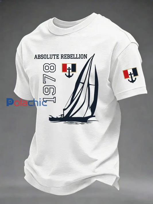 T-shirt imprimé ancre de voile pour homme Blanc / S