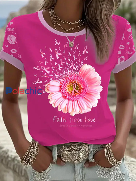 T shirt imprimé du cancer du sein pour femmes comme image / S