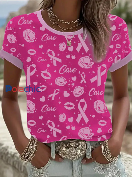 T shirt imprimé du cancer du sein pour femmes comme image / S