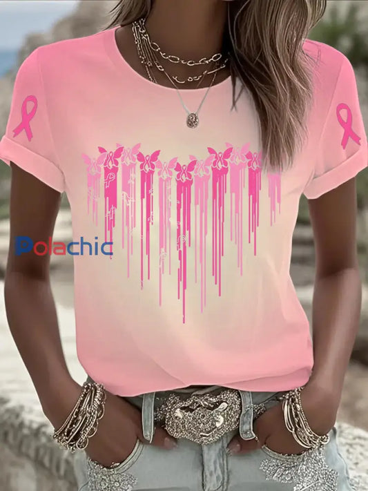 T shirt imprimé du cancer du sein pour femmes comme image / S