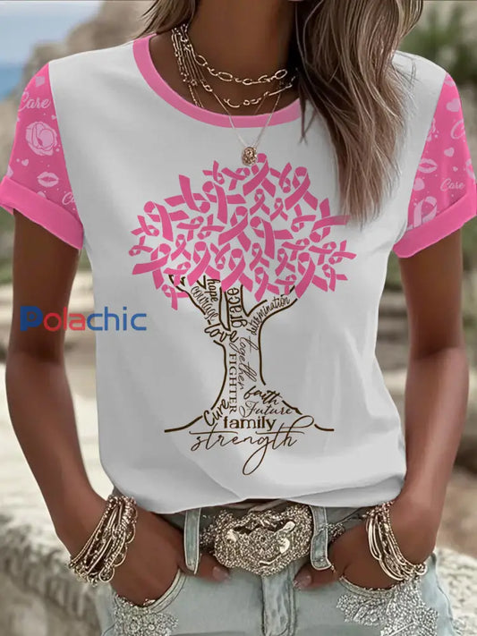 T shirt imprimé du cancer du sein pour femmes comme image / S