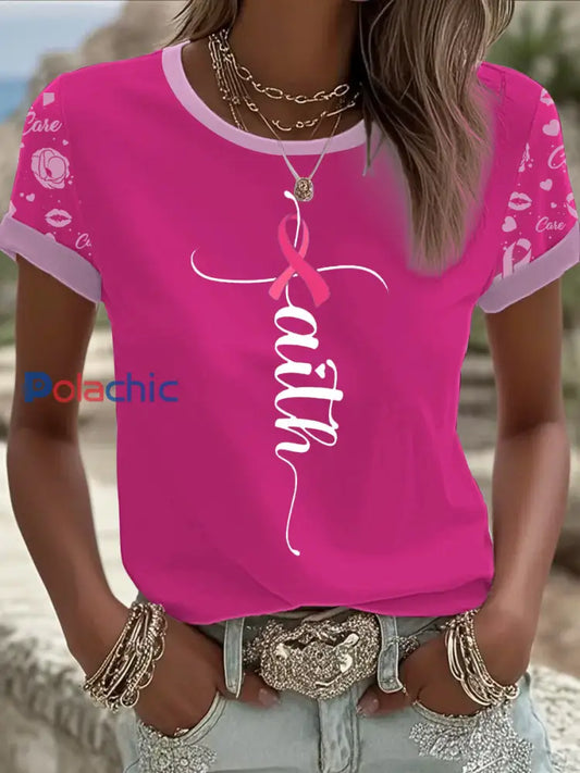 T shirt imprimé du cancer du sein pour femmes comme image / S