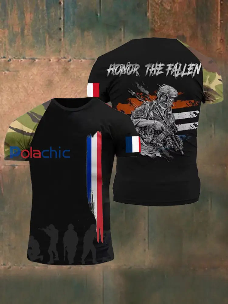 T-shirt imprimé French Armée de terre pour homme Noir / S