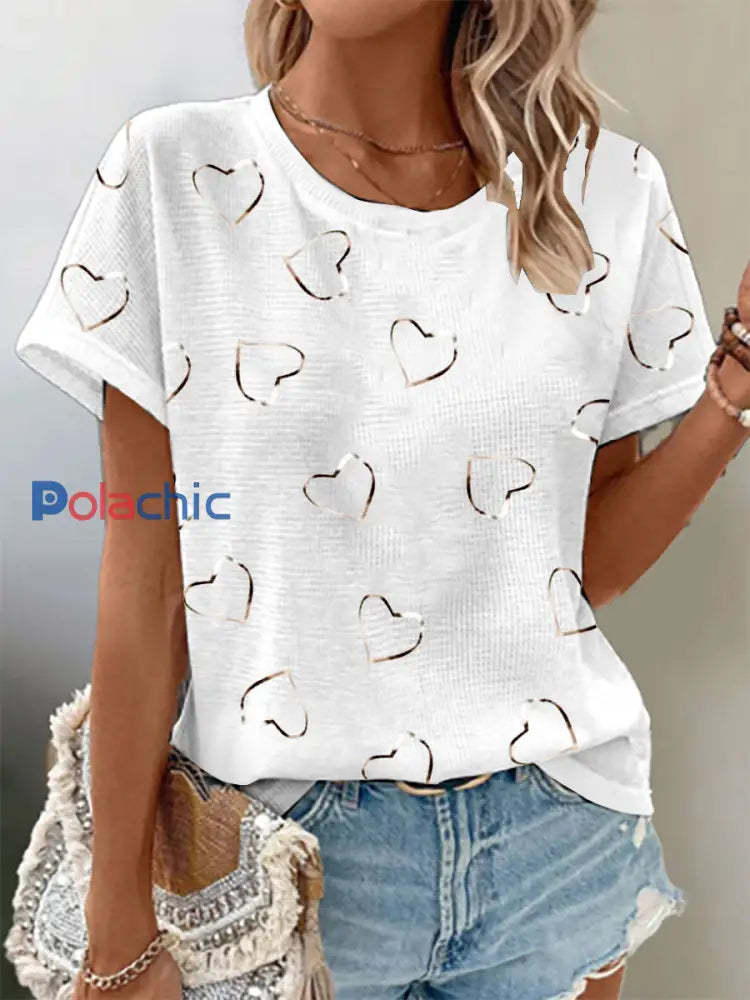 T-shirt imprimé gaufré de sensibilisation au cancer du sein pour femmes blanc / S