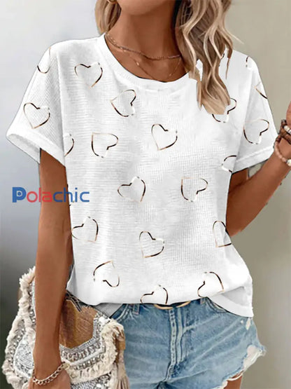 T-shirt imprimé gaufré de sensibilisation au cancer du sein pour femmes blanc / S