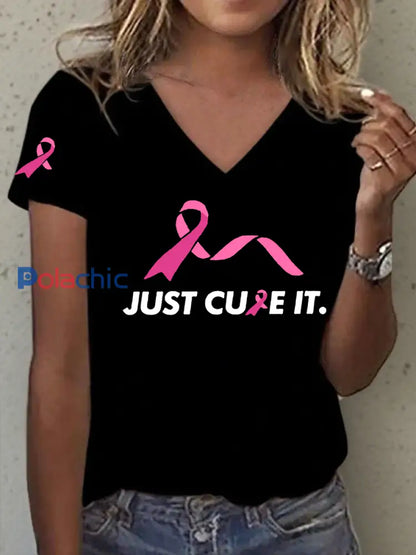 T-shirt imprimé Just Cure It Breast Cancer Femme Noir / S