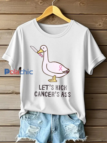 T-shirt imprimé Let’s Kick Cancer’s Ass Femme Blanc / S